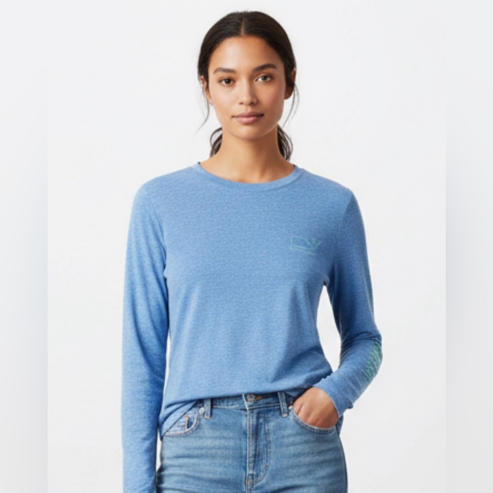 Vineyard Vines Heather Blue Long Sleeve Tee Women XS Soft Cotton